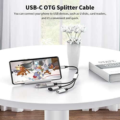 USB C Male to Three USB Female Cable Adapter,Type C to 3 Type A 2.0 Port Splitter Dongle Cord Converter Connector Multiple Multi Hub for MacBook,iPad Pro Air,Microsoft Surface Go,PC,Laptop
