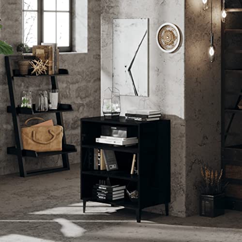 Zqqlvoo Sideboard With 3 Shelves,Storage Console,Storage Cabinet,Side Cabinet,Console Table,Entry Table,Storage Shelves,Bookshelf Storage Shelf, Bookcase,High Gloss Black 22.4"X13.8"X27.6" Chipboard #TOP5