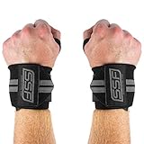 SERIOUS STEEL FITNESS Weightlifting & Powerlifting Wrist Support w/Thumb Loop | Sold as Pair! (Black/Gray Line, 18