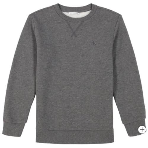 Calvin Klein Boys' Long Sleeve Logo Design French Terry Crewneck Tee (US, Alpha, X-Large, Regular, Grey)