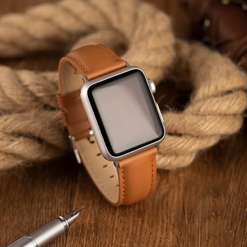 Leather Watch Bands Compatible with Apple Watch 49mm 46mm 45mm 44mm 42mm 41mm 40mm 38mm, Top Grain Leather Replacement Straps for iWatch Series 11 10 9 8 7 6 5 4 3 2 1 SE3/2/1 Ultra3/2/1 - Image 6