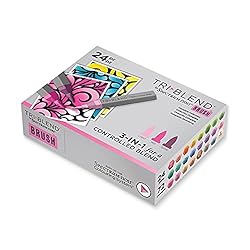 Spectrum Noir Triblend Brush Nib Alcohol Markers Colouring Pack of 24 – Unique 3-in-1 Blendable Colour Shade Effect…