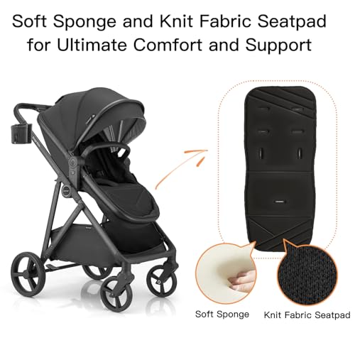 Image of Gromast 3-in-1 Baby Stroller, Convertible Stroller for Newborn Infant Toddler with Reversible Seat, UPF 50+ Canopy & Cup Holder - Black