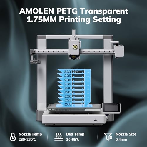 Image of AMOLEN Rapid PETG Transparent 3D Printer Filament 1.75mm + /-0.02mm,Transcucent petg 500mm /s High Speed Strong Toughness Sky Blue 1KG /2.2lb