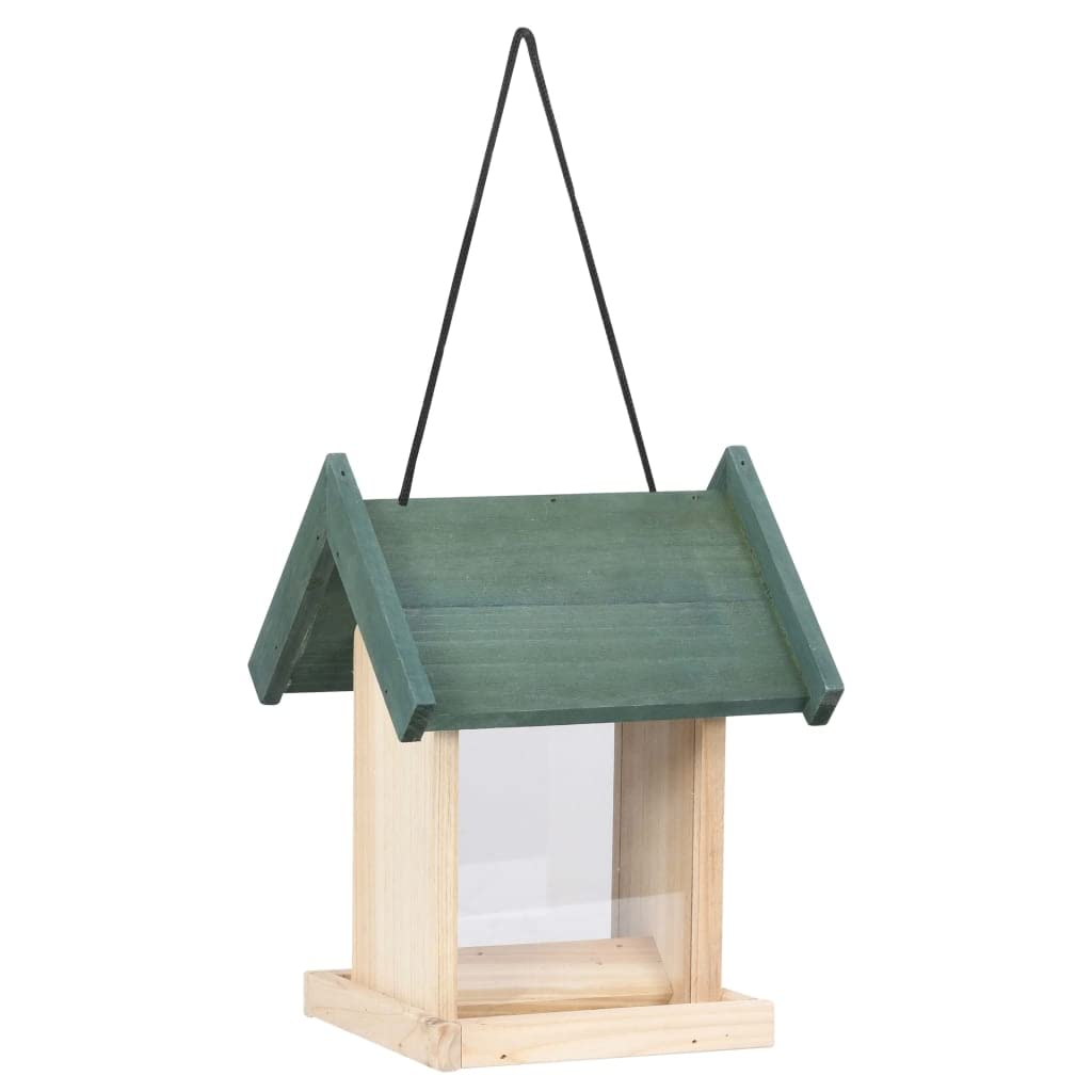 Vogelfutterhäuser aus Tannenholz 4 Stück 19x19x25 cm wetterfest mit abnehmbarem Dach und PVC-Futterschutz ideal für Garten, Balkon, Terrasse als Wildvogel Futterstation und Futterplatz