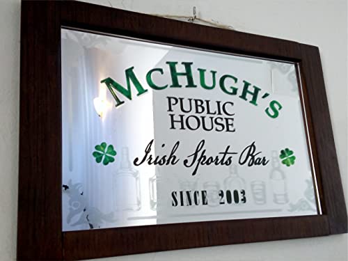 Personalized Bar Mirror, Decorative Framed Acrylic Mirror For Home Bar Decor, Game Room, Man Cave, Kitchen, Custom Back Bar, Different Sizes And Frame Colors Available #TOP6