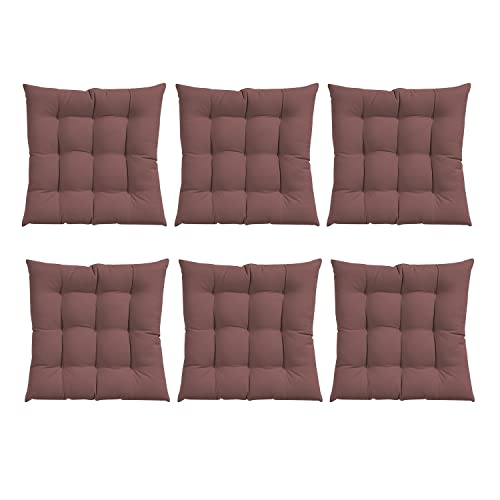 GREATOYAR Cojines para Silla y Asiento, Decoración de Asiento de Jardín Casa Terraza, Cojín Decorativo con Correas de Sujeción, 9 Pespuntes, Fabricado en España, 40 x 40 x 3.5 cm, Pack 6, Marrón