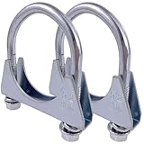 Atokrtact 2Inch Heavy Duty Exhaust U Clamps Saddle Style Muffler U-Bolt Clamp, Stainless Steel, Pack of 2 (52MM-Fit 2'OD Pipe)