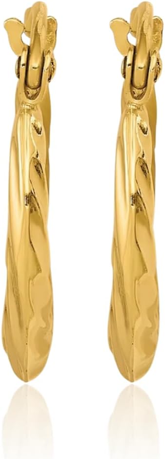 IceCarats 10K Solid Yellow Gold Small Round Hoop Earrings 10mm 3/8 inch Snap Back, Polished For Her