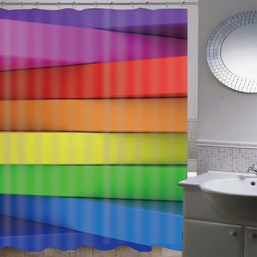 Rideau de bain imperméable en polyester multicolore avec anneaux inclus - 3