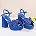 KHPAERMEI Platform Bow Heels for Women Fashion Open Square Toe Chunky Heeled Sandals Ankle Strap Wedding Party Dress High Heels