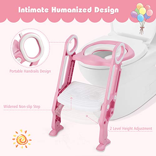 image for BABY JOY Kids Portable Potty Training Toilet Seat w/Step Stool Ladder,