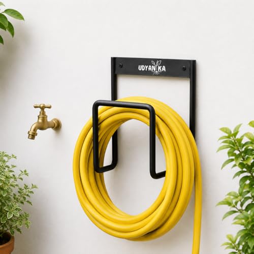 Udyanika Garden Hose Holder Wall Mount | Heavy Duty Hose Hanger Hold | Metal Pipe Stand | Portable Holder for Wall (Square Hose)