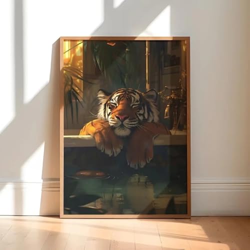 Toile tigre maximaliste TONGYINLI peinture coloree premium pour decoration murale
