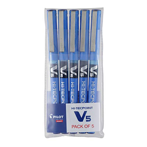 Pilot V5 Roller Ball Pen Pack of 5 (Blue Ink)