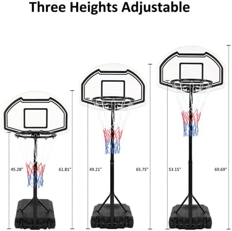 Ktaxon Poolside Basketball Hoop, Adjustable Height 3.7-4.4ft Swimming Pool Portable Basketball Hoop System with Fillable Base, 29" Backboard