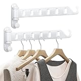 Mzzelry 2-Pack Wall Mounted Clothes Drying Rack, Foldable Coat Hanger Holder, Space Saving Laundry Organizer, Sturdy and Durable Aluminum Design (White)