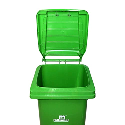 Image of Nilkamal Manual-Lift Garbage Waste Dustbin with Wheels (240 LTR, Green)