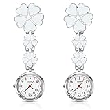 2 Stück Krankenschwester Taschenuhr Damen Blumen Tasche Taschenuhr Personalisiert Ansteckuhr Clip On Brosche Schwesternuhr Hängende Taschenuhr für Arzt Sanitäter