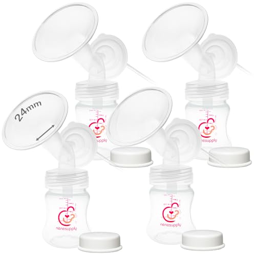 Nenesupply Pump Parts Compatible with Spectra S2 S1 9 Plus Breast Pump to Replace Spectra Pump Parts S2 Accessories Flange 24mm Duckbill Valve Tubing Pumping Bottles Backflow Protector (24mm x 4 Sets)