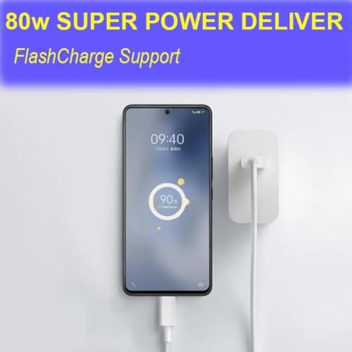 Image of Original 80w Fast Charging Dock Adapter Compatible with Vivo V27 Pro V27 V29 V29 Pro V29e X90 ProX70 X80 Pro Y27 Y36 T Series- Only Adapter with Warranty