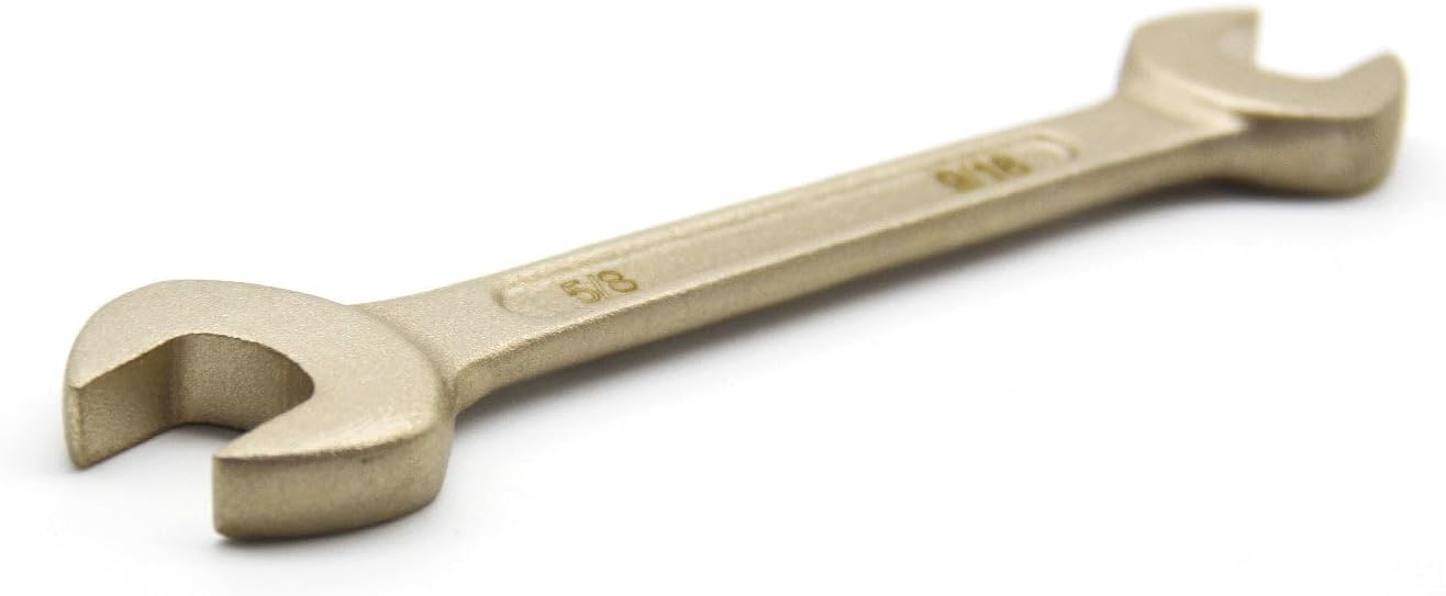 TMAX Non-Sparking 9/16 Inch (14.29mm) and 5/8 Inch (15.87mm) Open-End Wrenches, 6 Inch (150mm) Length, Aluminum-Bronze Non Spark, Spark Free Safety, Non-Magnetic, Corrosion-Resistant