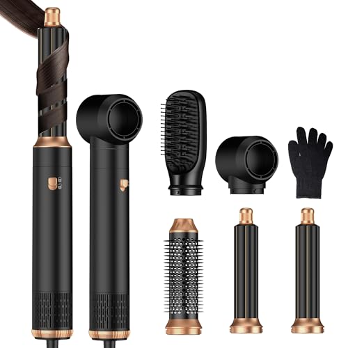 Image of Blow Dryer Brush 5 in 1 Set,Negative Ion Air Curling Wrap Air Curler, Hot Air Styler Round Brush Blow Dryer Curling Iron Hair Styling Tools Gift for Dry,Volumize, Straight,Curl,100-120V