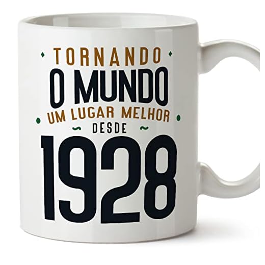MUGFFINS Tazas 1928 Cumpleaños - En Portugués - Tornando o Mundo um Lugar Melhor - 11 oz / 330 ml - Regalo original y divertido