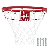 ENERSPORT Canasta de basquetbol 18” Tamaño Profesional, Color Rojo, Aro de basquetbol, Canasta de Basketball