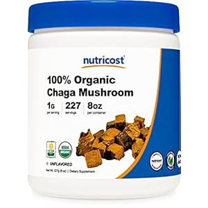 Nutricost 100% Organic Chaga Mushroom Powder 8oz (227 Servings) – Certified USDA Organic, Gluten Free & Non-GMO