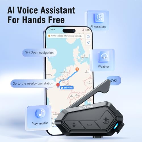 Image of EDYELL V1 Motorcycle Bluetooth Headset,24 Riders 2Km Helmet Intercom