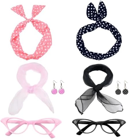 XNIVUIS 8 Piezas Años 50 Accesorios de Disfraz, 50‘s Disfraz Kit,...