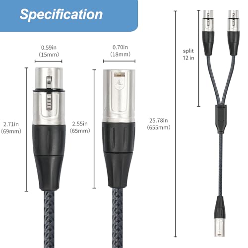 Câbles XLR Y symétriques Devianl pour doubler le signal audio sans interférence