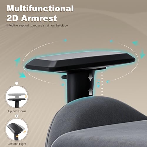 Image of Gaming Chair with Footrest, Up /Down Armrests, Suede Fabric Ergonomic Office Chair, 155 Recline Computer Chair for Desk, Darkblue