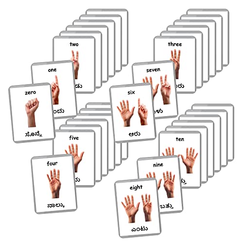 Image of Kannada English Bilingual Flash Cards | Montessori Cards | Laminated Flash Cards | Early Education (Counting - 11 Cards)