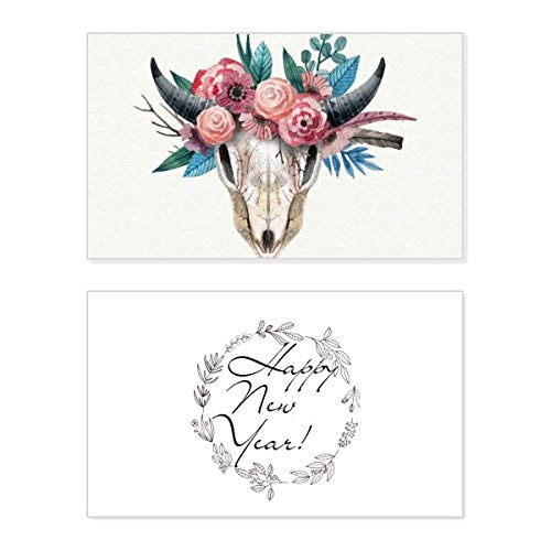 Tarjeta conmemorativa de año nuevo para enviar amor y bendiciones con un diseño de oveja y rosas