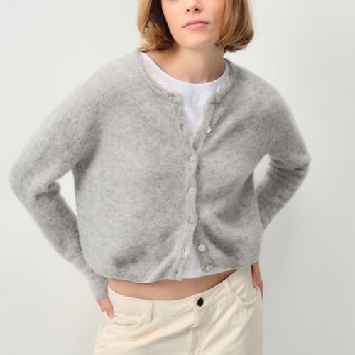 Yuemengxuan Women Cardigan Sweater Button-Down Solid Color V-Neck Long Sleeve Soft Knit Coat Jumper Going Out Wear2