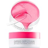 Under Eye Patches for Dark Circles: Caffeine Gel Masks for Puffiness Undereye Bags Wrinkles - Instant Brightening Moisturizing Skin Treatment Pads - Gift for Mom Traveler Night Worker, 30 Pairs (Pink)