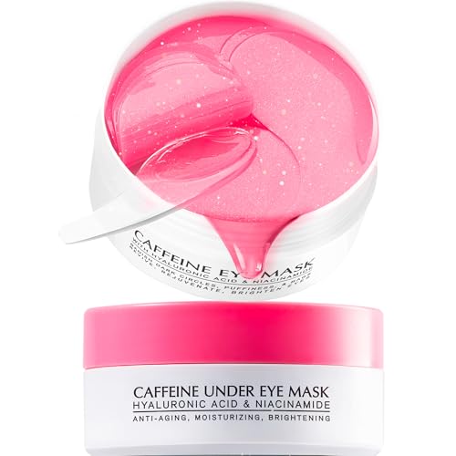 Under Eye Patches for Dark Circles: Caffeine Gel Masks for Puffiness Undereye Bags Wrinkles - Instant Brightening Moisturizing Skin Treatment Pads - Gift for Mom Traveler Night Worker, 30 Pairs (Pink)