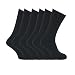Mens 100% Cotton Ribbed Classic Socks (Pack Of 6) US Size 7-12 / UK 6-11 (Black)
