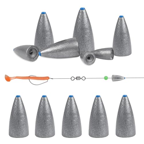 50pcs Bass Fishing Lead Sinkers - Bullet-Shaped, Durable & Versatile Weights Kit for All-Water Conditions, Angler's Choice for Freshwater and Saltwater Fishing