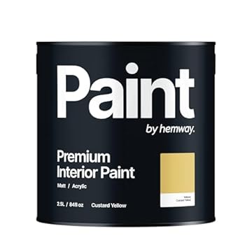 Hemway - Premium Interior Paint - Custard Yellow 2.5 L | Indoor Matt Finish, Acrylic & Water-Based Emulsion | Quick Dry & High Coverage for the Kitchen, Bathroom & Bedroom