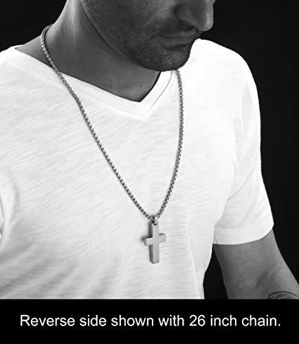 Unique Gestalt Titanium Cross Necklace With Koa Wood Inlay. 26 Inch Stainless Steel Chain. #TOP4