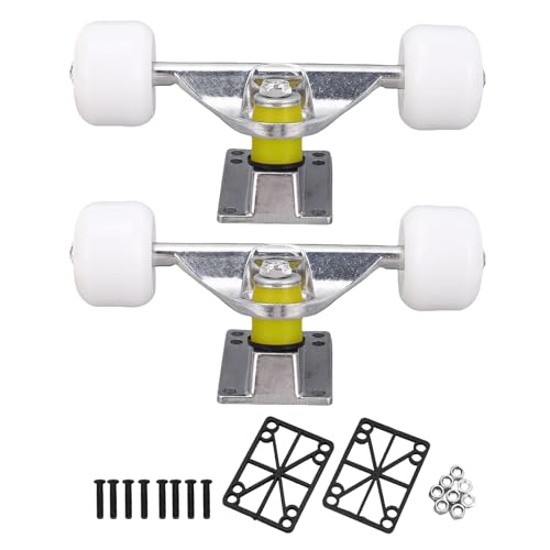 Fabater 5 Inch Skateboard Truck Wheels Set with 4 Wheels, Aluminum Alloy Material, Strong Compatibility for Street Tricks for Skateboard Enthusiasts, Longboard Truck for Replacement