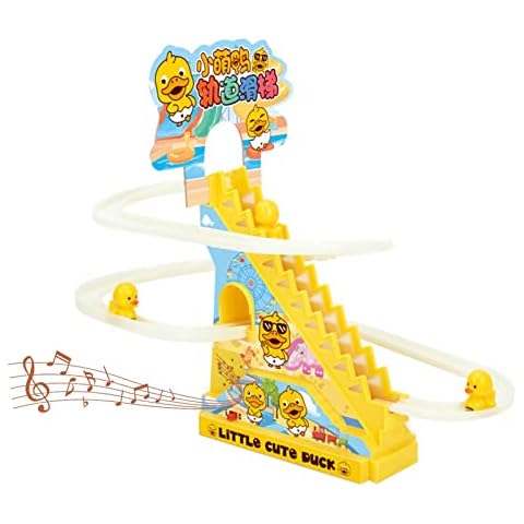 Duck Roller Coaster Toy Set, Electric Duck Climbing Stairs Toy Set With Music And LED Flashing Lights, Children Roller Coaster Toy Set Cover