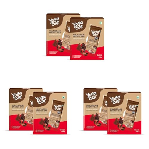 Image of Yogabar Multigrain Energy Bars - Chocolate Chunk 20 Bars - Daily Protein Snack, High Energy & Nutrition Bars - with 8g Protein & 7g Fibre - No Preservatives - Pack of 6, 10 Bars each