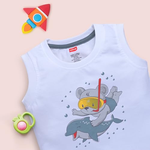 Image of LuvLap Baby Boys Regular Fit 100% Cotton Sleeveless Boys T-Shirt & Shorts Set Pack of 3
