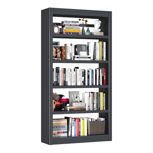 Bookcase, 5-Shelf Industrial Bookshelf, Large Storage Space, Adjustable Bookshelves, Perfect for Living Room, Home Office, Garage, Ideal for Home Office Upgrade