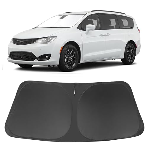 Image of Windshield Sun Shade Custom Fit for 2017-2024 2025 2026 Chrysler Pacifica Minivan Accessories Foldable Sunshade Sun Blocker Protect Car from Sun Rays & Heat Damage Keep Car Cooler