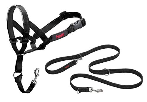 Halti Headcollar Size 3, Black & Halti Training Leash Size Large, Black Combination Pack - Stop Your Dog Pulling on the Leash. Adjustable, Lightweight with Padded Nose Band. Suitable for Medium Dogs by Halti - Used condition - US$17.67